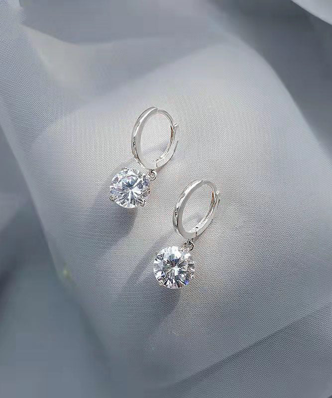 Fine Gold Sterling Silver Overgild Zircon Hoop Earrings