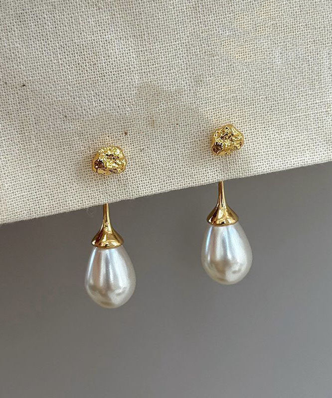 Fine Gold Sterling Silver Overgild Zircon Water Droplet Drop Earrings