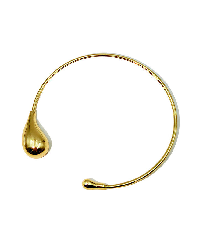 Fine Golden Teardrop-shaped Asymmetrical Design Metal Open Choker