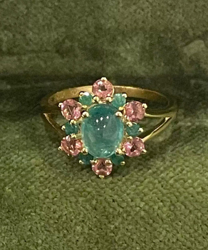 Fine Green Alloy Zircon Gem Stone Rings