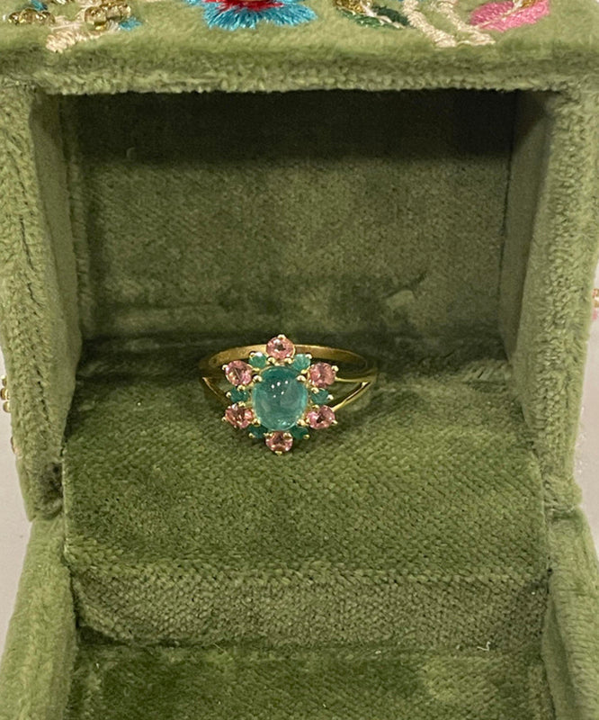 Fine Green Alloy Zircon Gem Stone Rings