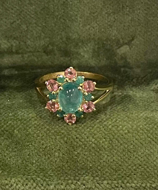 Fine Green Alloy Zircon Gem Stone Rings