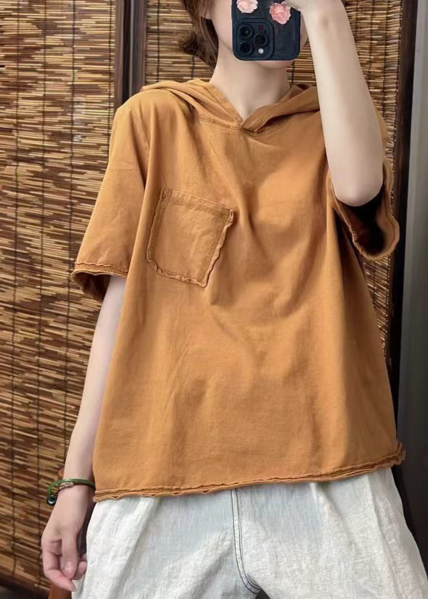 Fine Green Hooded Pocket Cotton Tanks Summer