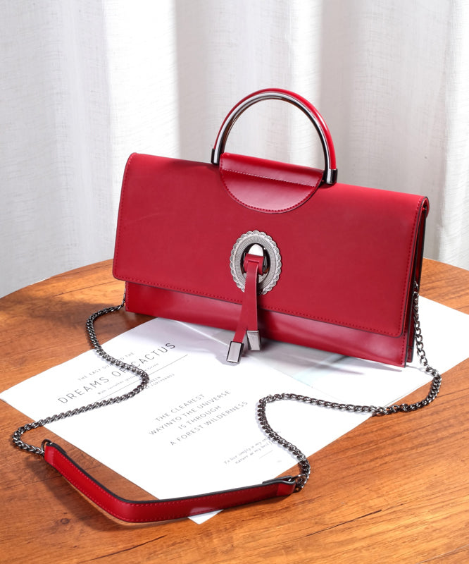 Fine Green Solid Durable Calf Leather Envelope Bag