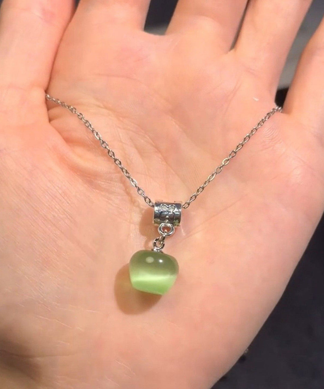 Fine Green Stainless Steel Green Apple Pendant Necklace