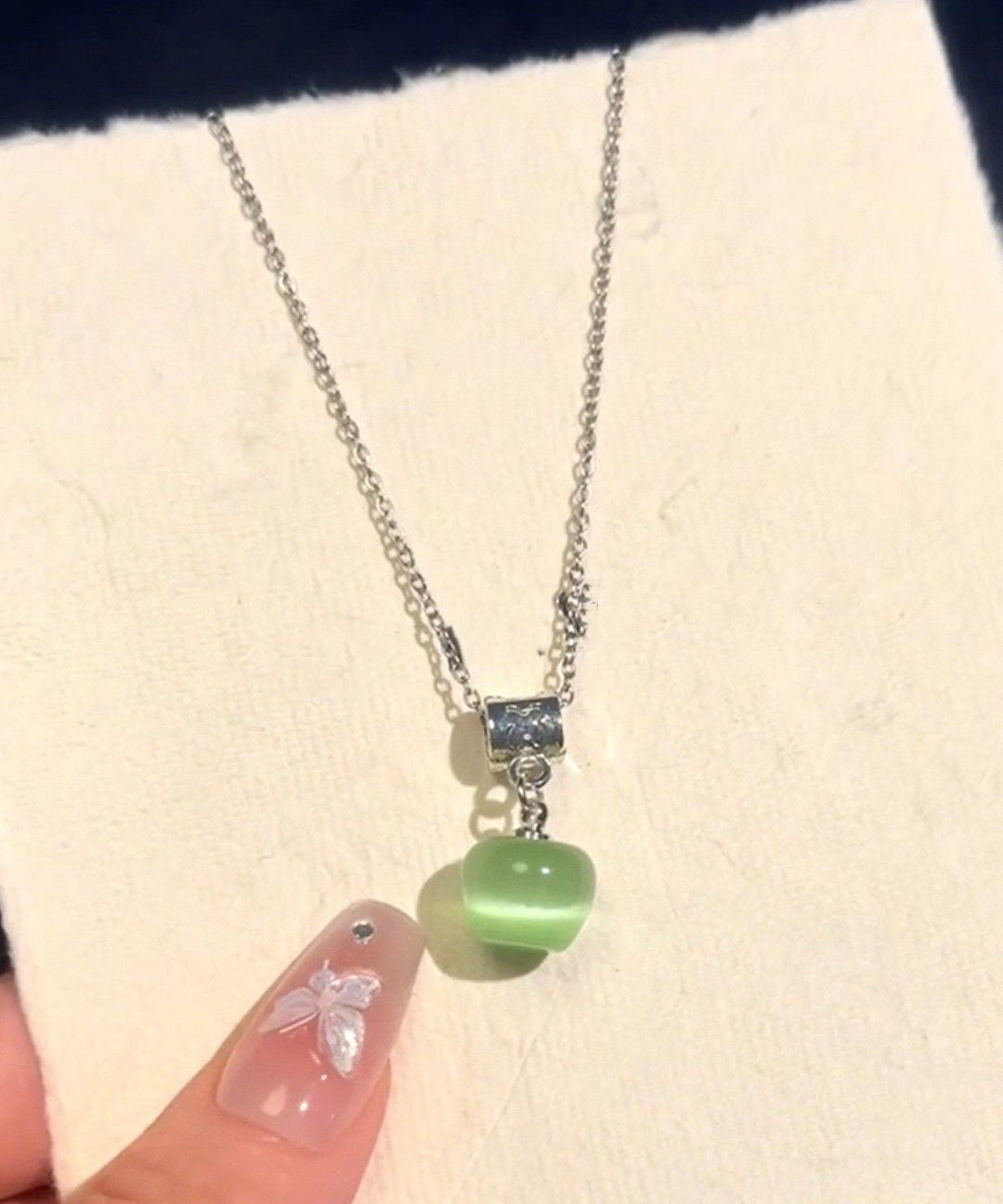 Fine Green Stainless Steel Green Apple Pendant Necklace