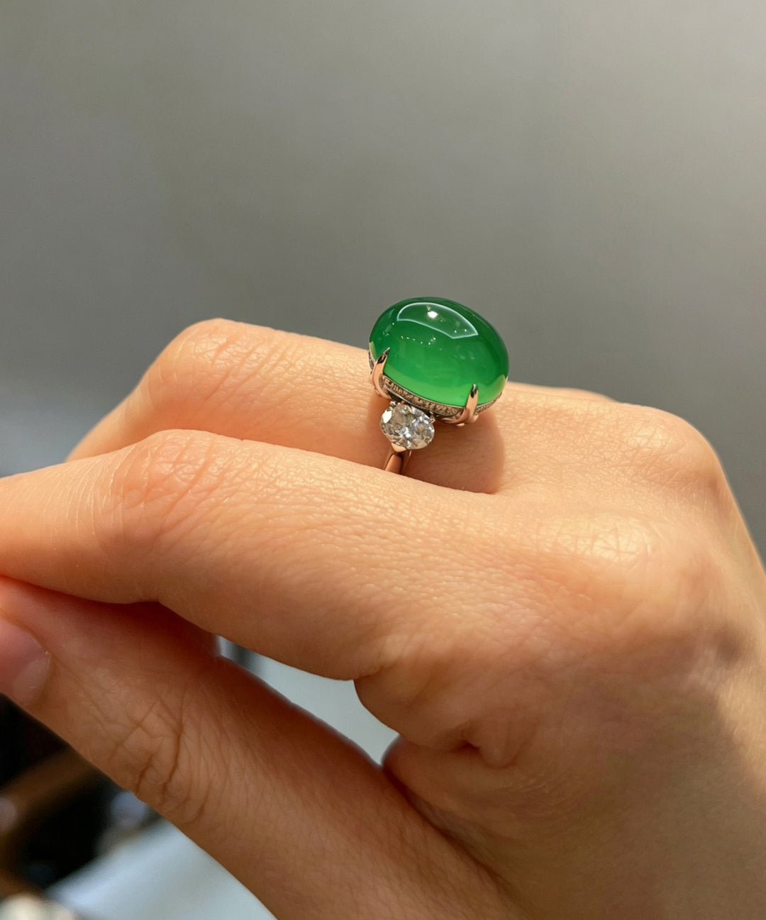Fine Green Sterling Silver Zircon Jade Rings