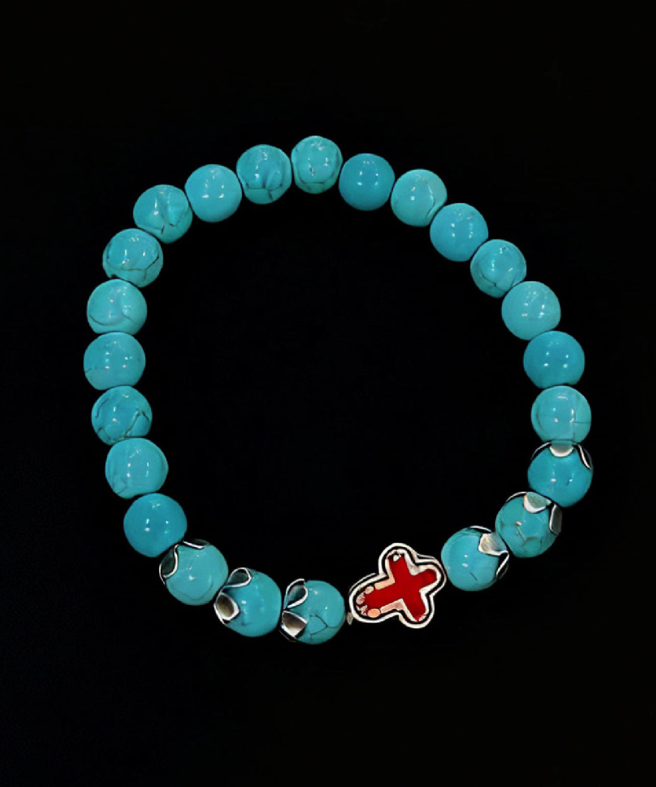 Fine Green Turquoise Cross Alloy Bracelet - Omychic