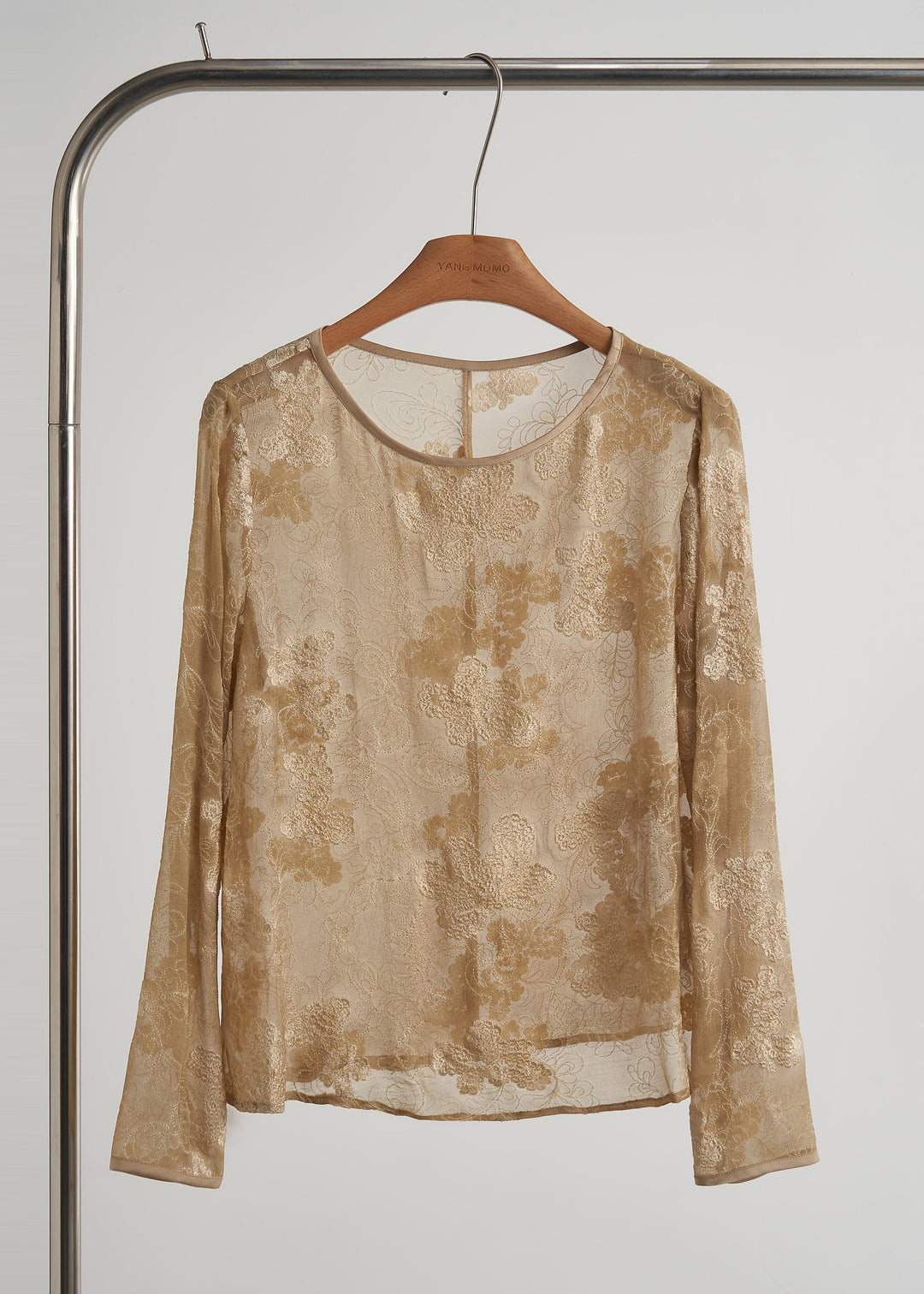 Fine Khaki Embroidered Oversized Cotton Shirt Top Fall