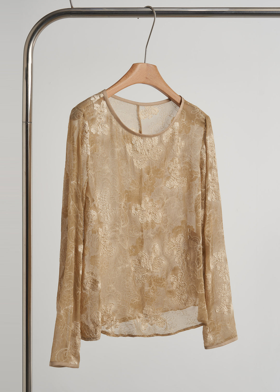 Fine Khaki Embroidered Oversized Cotton Shirt Top Fall