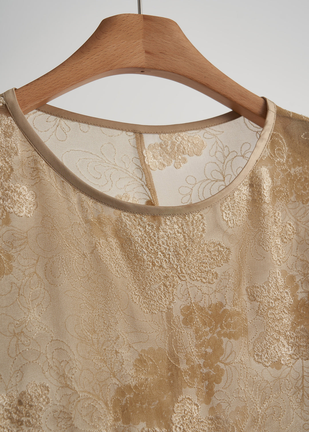 Fine Khaki Embroidered Oversized Cotton Shirt Top Fall