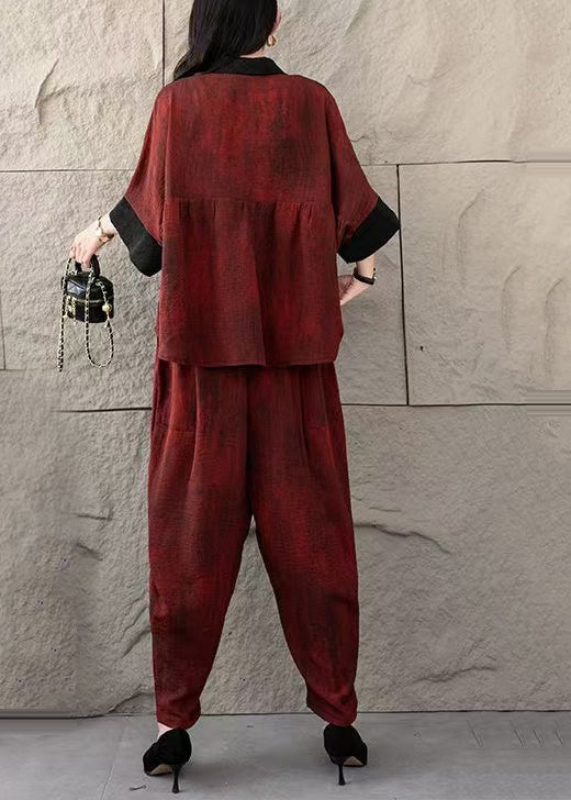 Fine Mulberry Oversized Patchwork Cotton Two Piece Set Women Clothing Summer