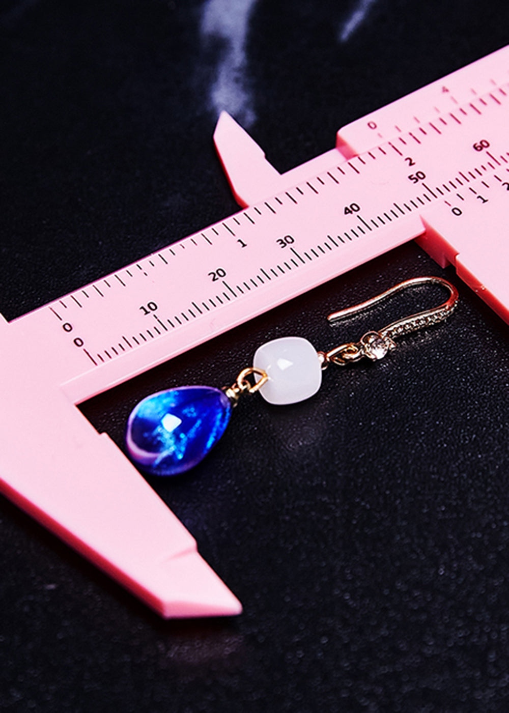 Fine Peacock Blue Water Droplet Gem Stone Ethnic Style Drop Earrings