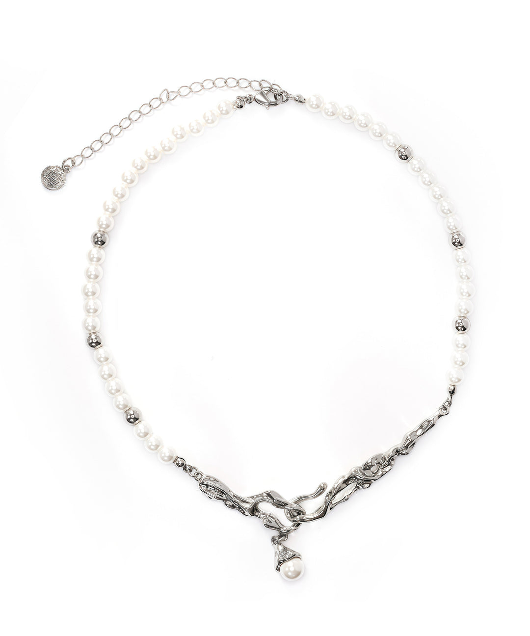 Fine Pearl Connect Tungsten Steel Pendant Choker