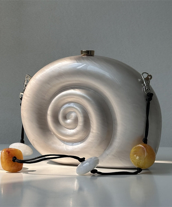 Fine Pearl White Acrylic Snail Thread Styling Clutch