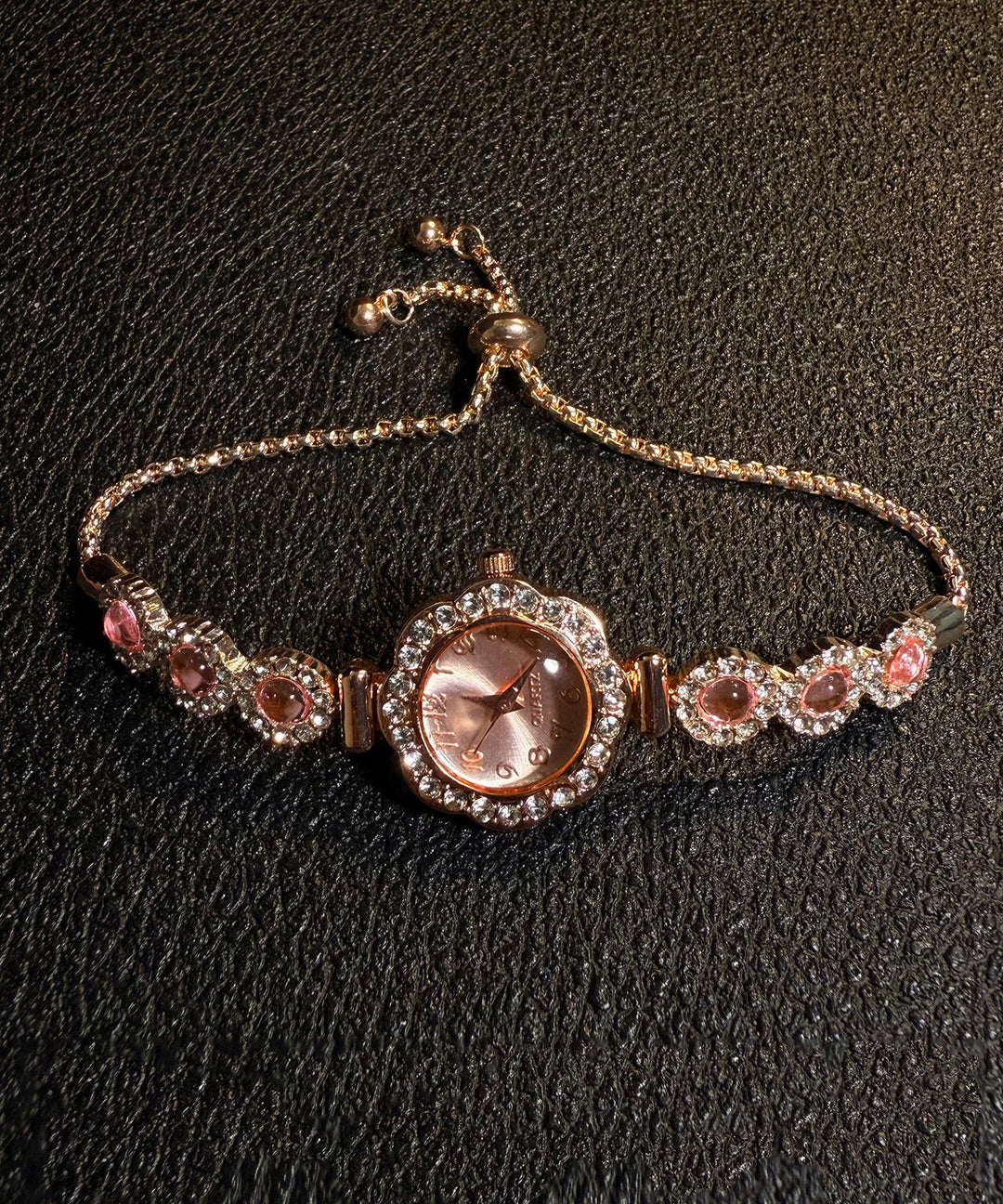 Fine Pink Alloy Zircon Drawstring Tassel Watches