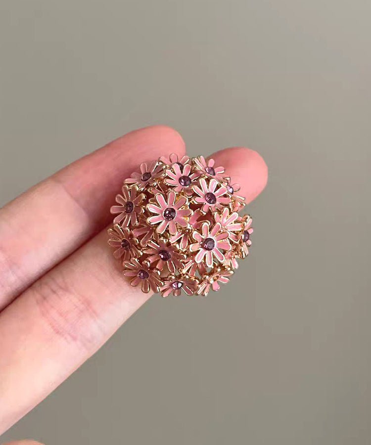 Fine Pink Floral Open Mouth Alloy Rings