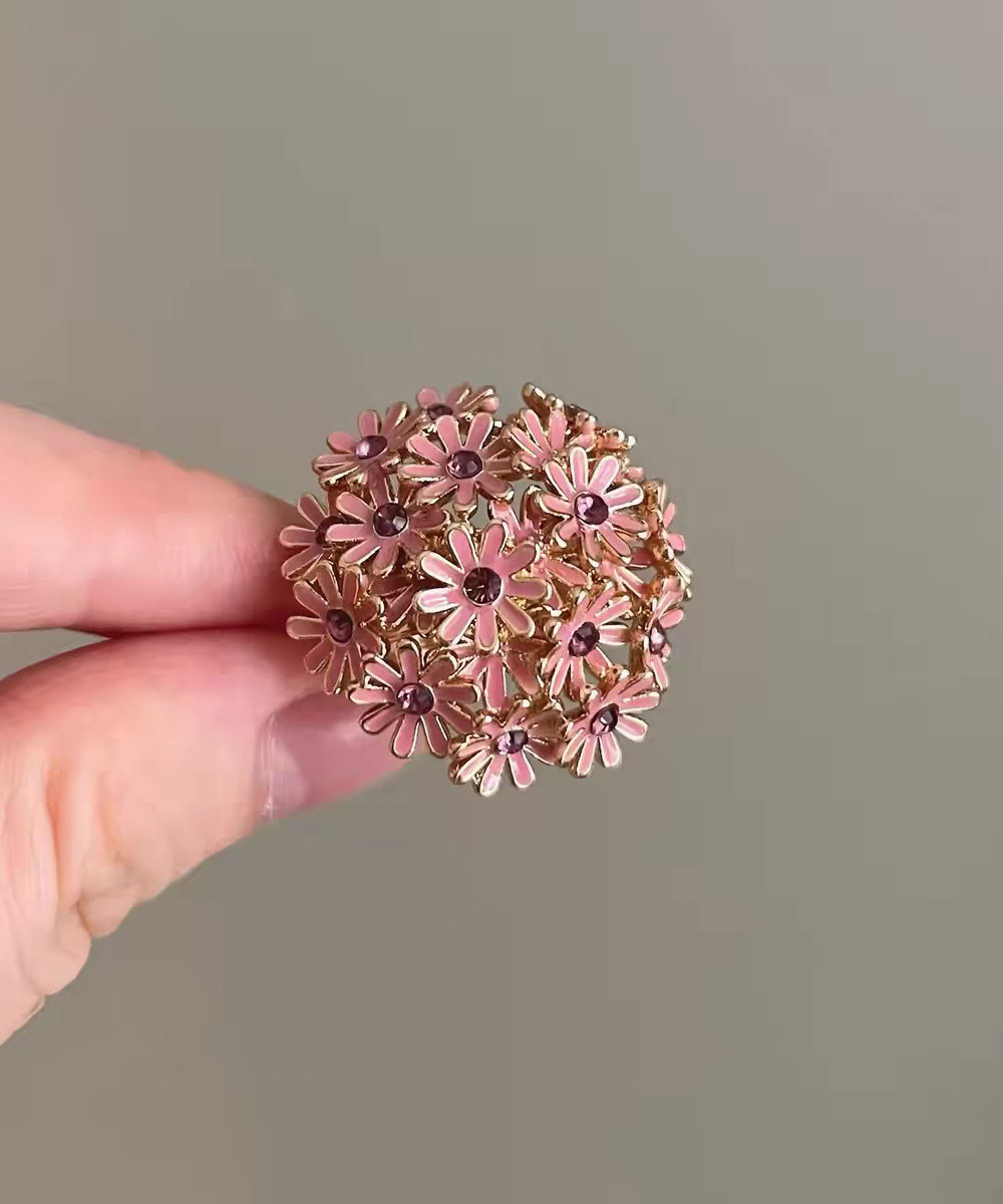 Fine Pink Floral Open Mouth Alloy Rings