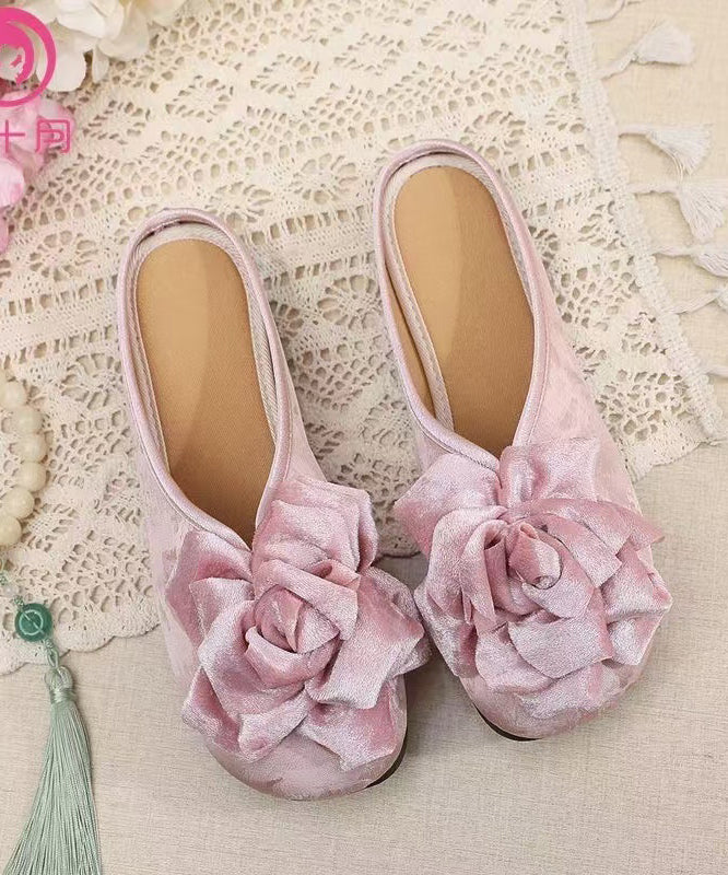 Fine Pink Jacquard Satin Fabric Handmade Flip Flops