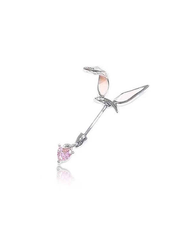 Fine Pink Stainless Steel Little Rabbit Arc Love Single Stud Earrings