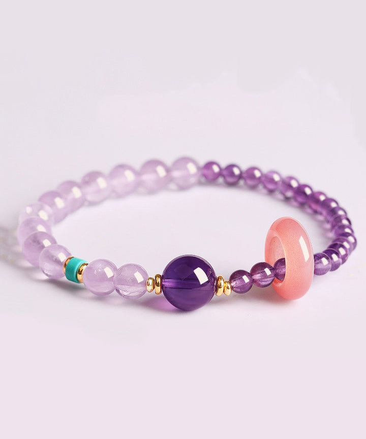 Fine Purple Alloy Crystal Beading Chain Bracelet