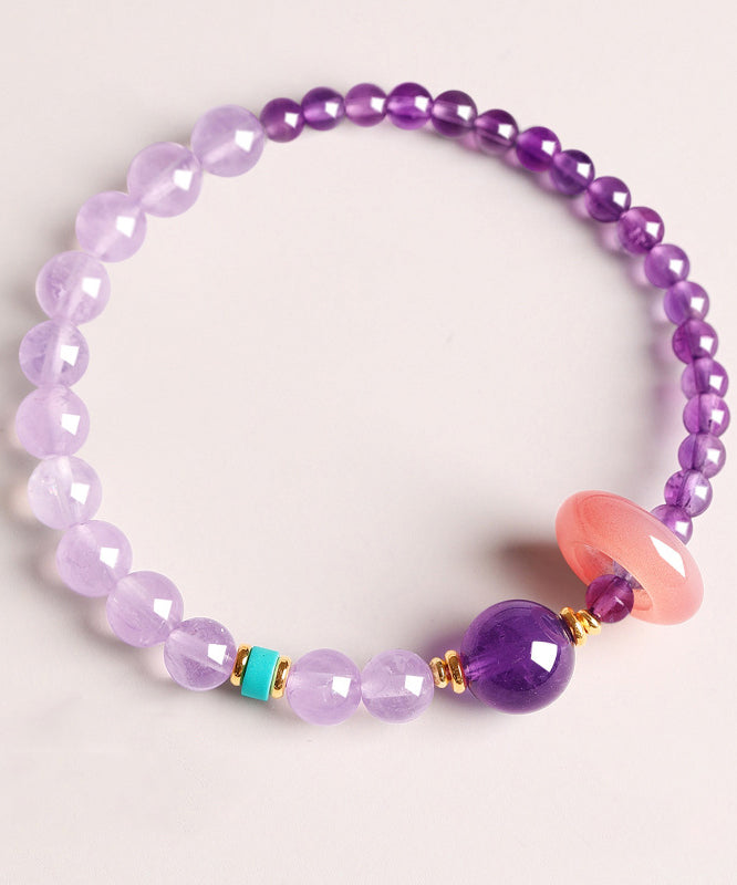 Fine Purple Alloy Crystal Beading Chain Bracelet