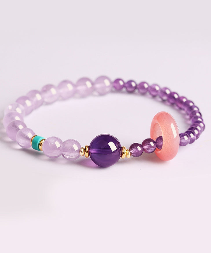 Fine Purple Alloy Crystal Beading Chain Bracelet