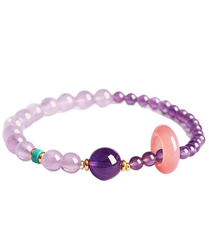 Fine Purple Alloy Crystal Beading Chain Bracelet