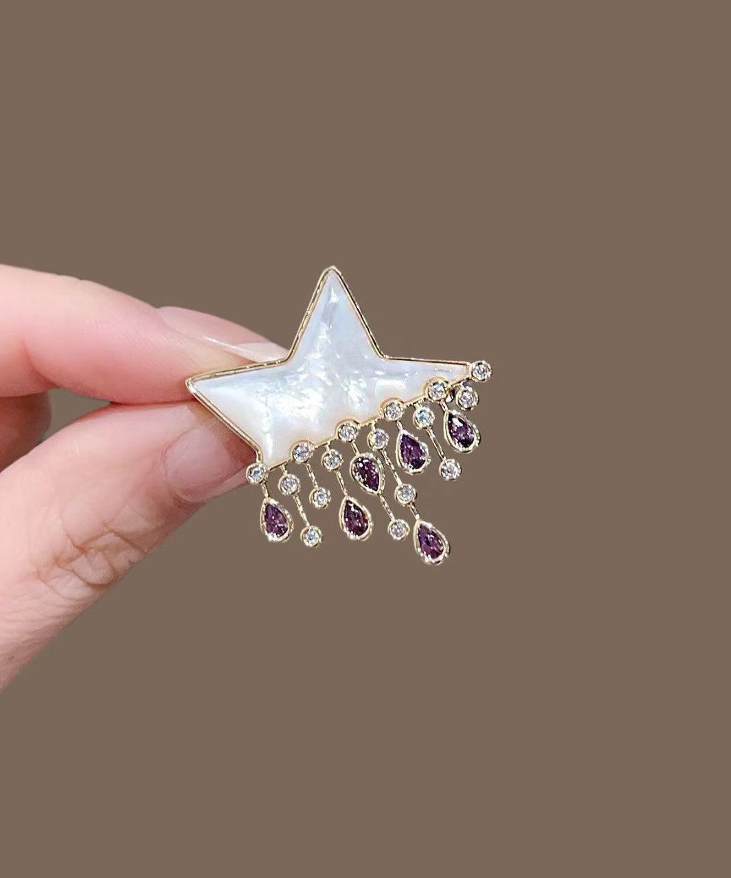 Fine Purple Copper Zircon Star Tassel Hairpin