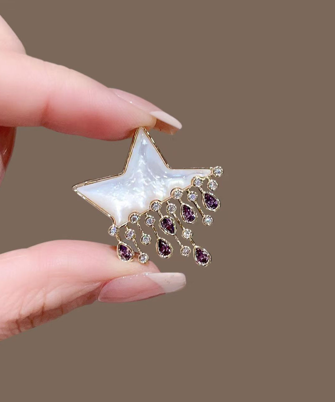 Fine Purple Copper Zircon Star Tassel Hairpin
