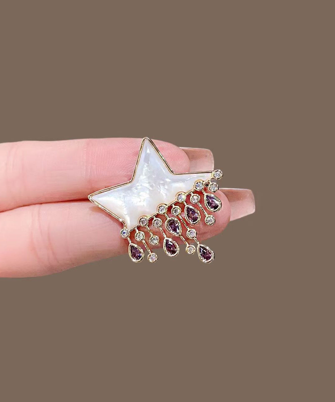 Fine Purple Copper Zircon Star Tassel Hairpin