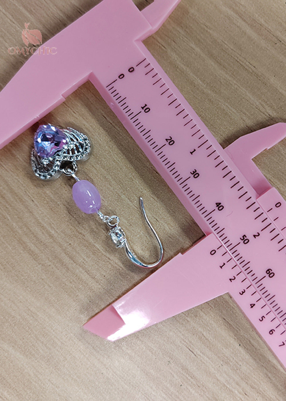 Fine Purple Heart-shaped Gem Stone Drop Earrings