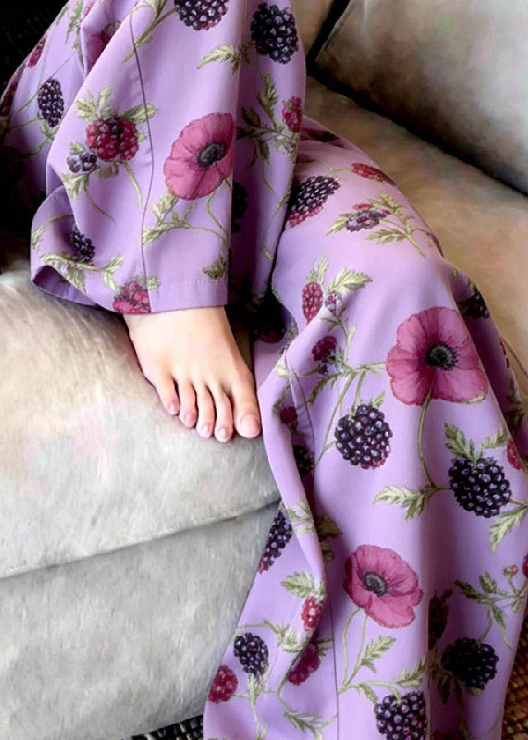 Fine Purple Print Wide Leg Pants Summer