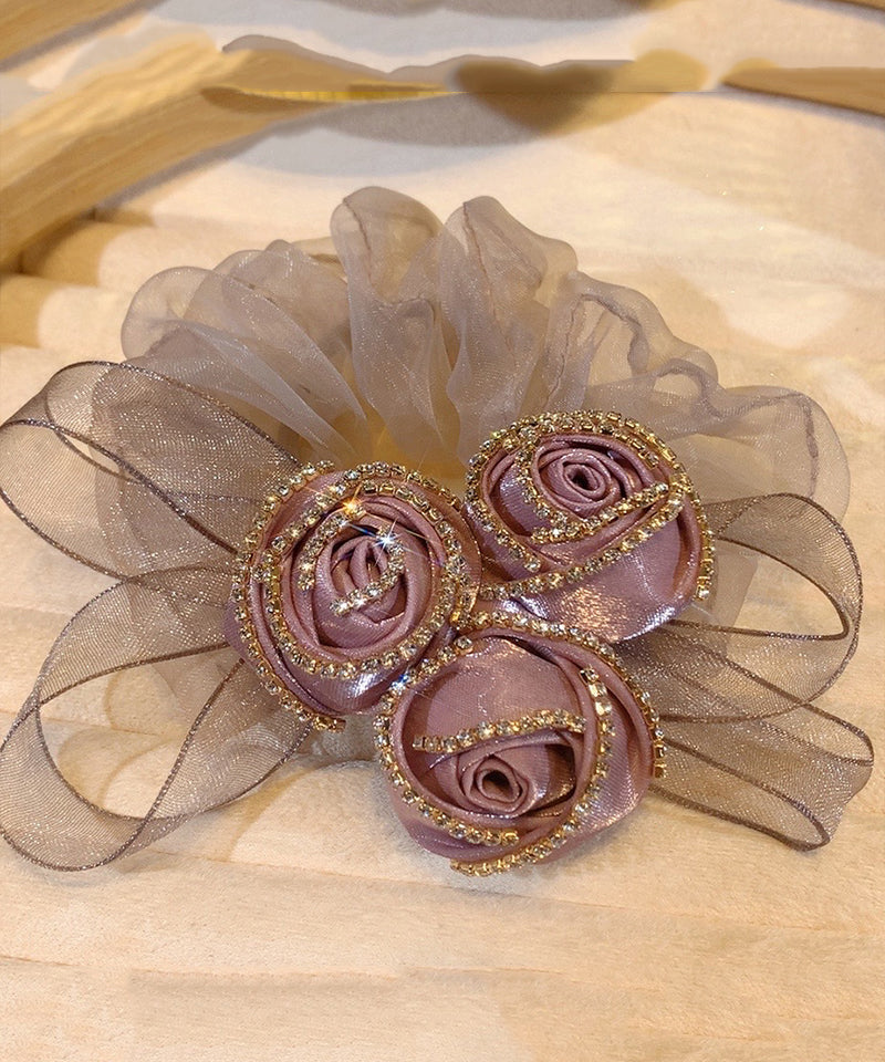 Fine Purple Tulle Zircon Rose Hair Band