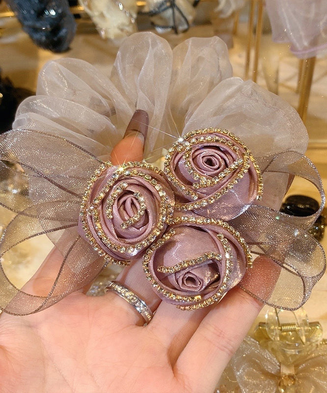 Fine Purple Tulle Zircon Rose Hair Band