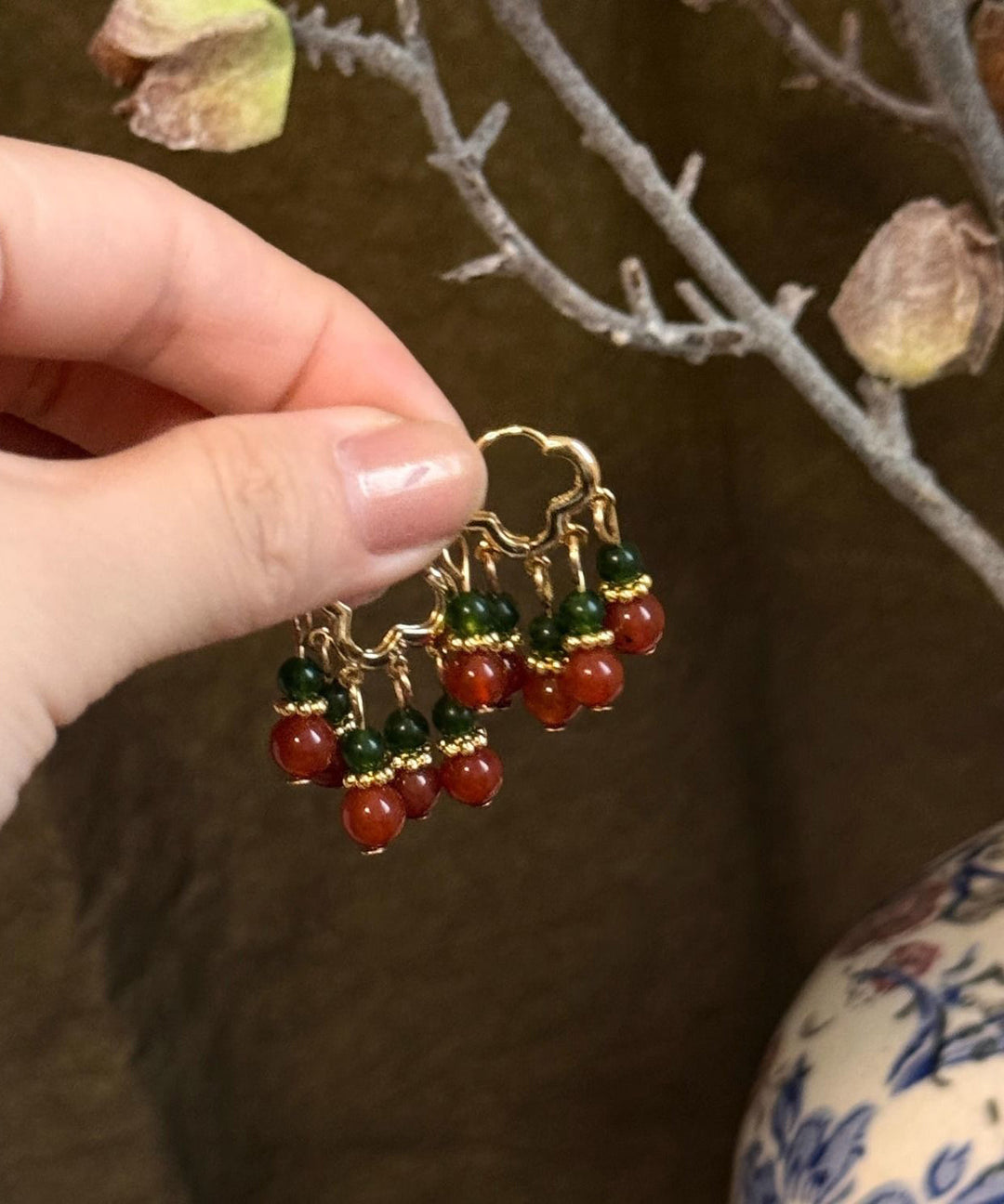 Fine Rainbow Sterling Silver Overgild Beading Hoop Earrings