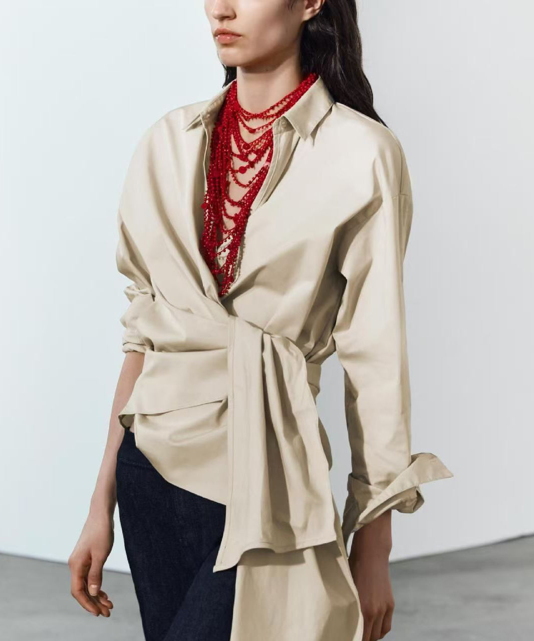 Fine Red Alloy Multi-Layer Beading Necklace