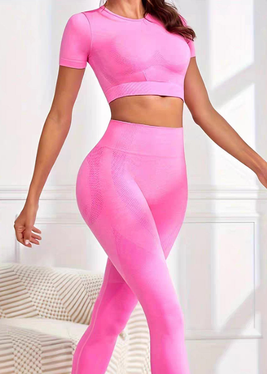 Fine Rose Butt Scrunch Sports Bra And Leggings Set Suit