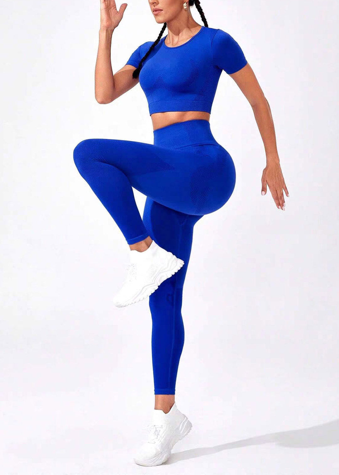 Fine Rose Butt Scrunch Sports Bra And Leggings Set Suit