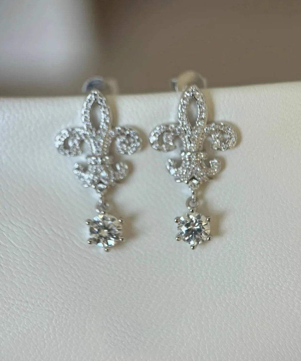 Fine Silk Alloy Zircon Iris Water Droplet Tassel Drop Earrings