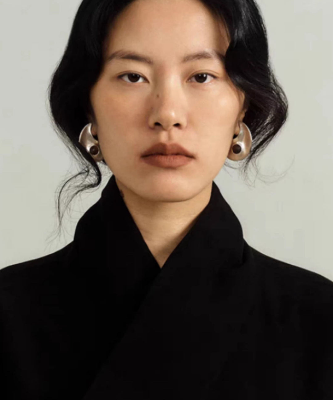 Fine Silk Copper Glass Crescent Moon Hoop Earrings