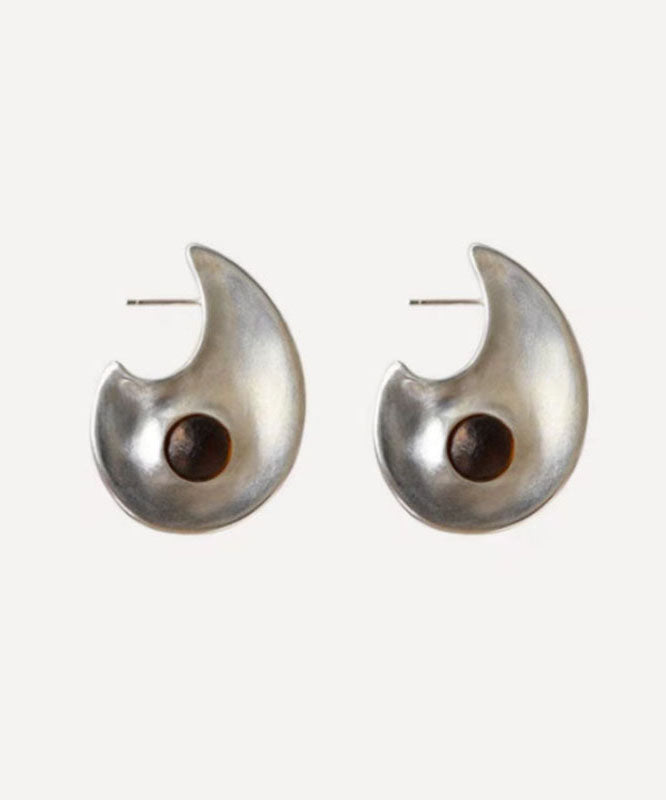 Fine Silk Copper Glass Crescent Moon Hoop Earrings