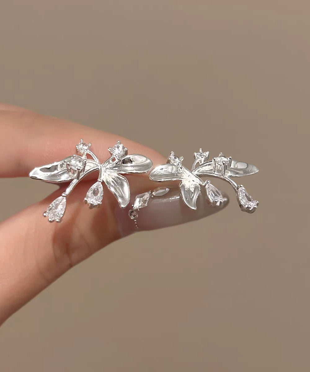 Fine Silk Copper Overgild Zircon Butterfly Stud Earrings