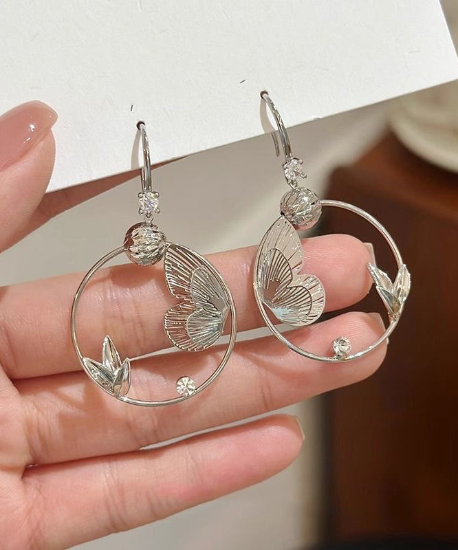 Fine Silk Copper Overigld Zircon Butterfly Hoop Earrings