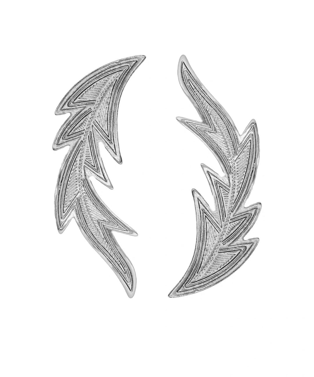 Fine Silk Copper Silver-Plated Feather A Pair Hairpin