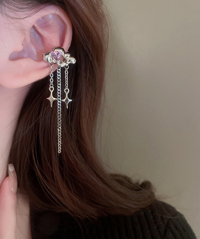 Fine Silk Copper Zircon Water Drop Tassel Drop Earrings