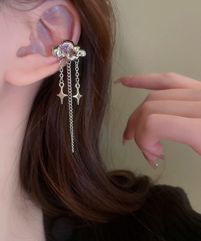 Fine Silk Copper Zircon Water Drop Tassel Drop Earrings