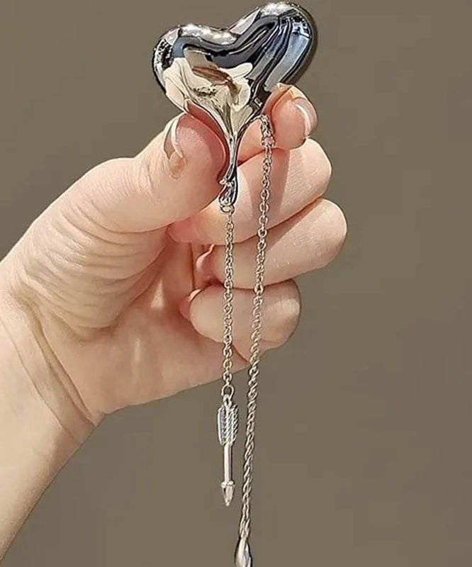 Fine Silk Metal Love Chain Tassel Brooches