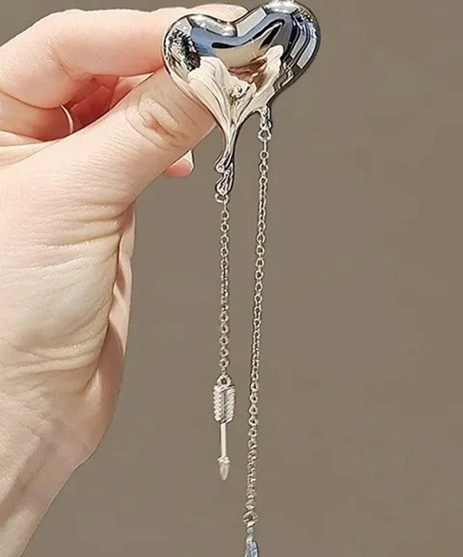 Fine Silk Metal Love Chain Tassel Brooches