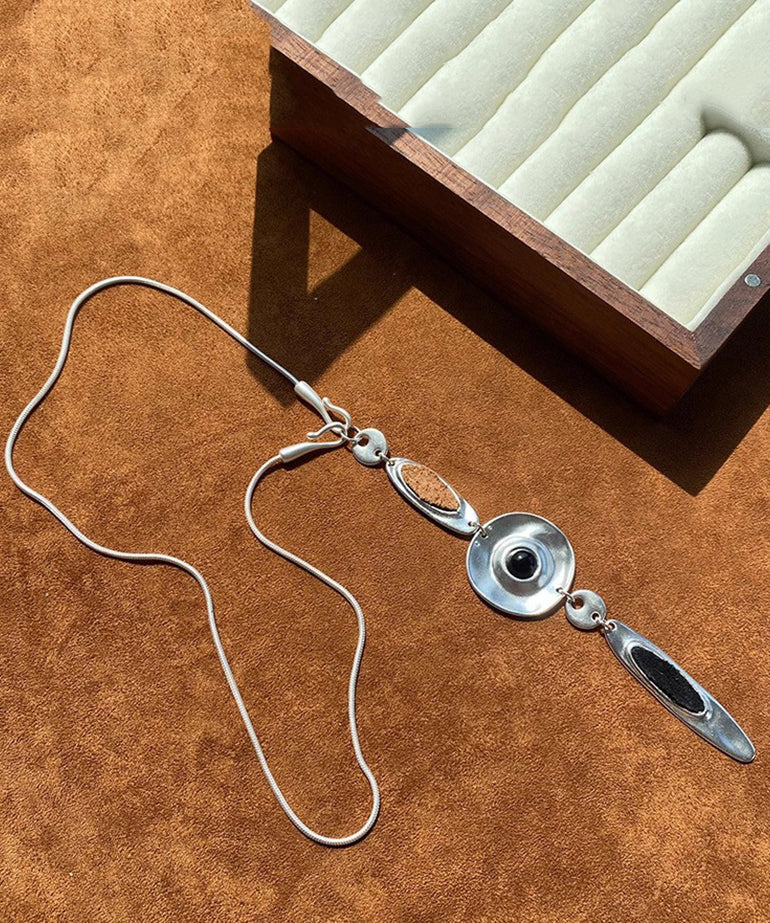 Fine Silk Stainless Steel Leather Water Droplet Pendant Necklace